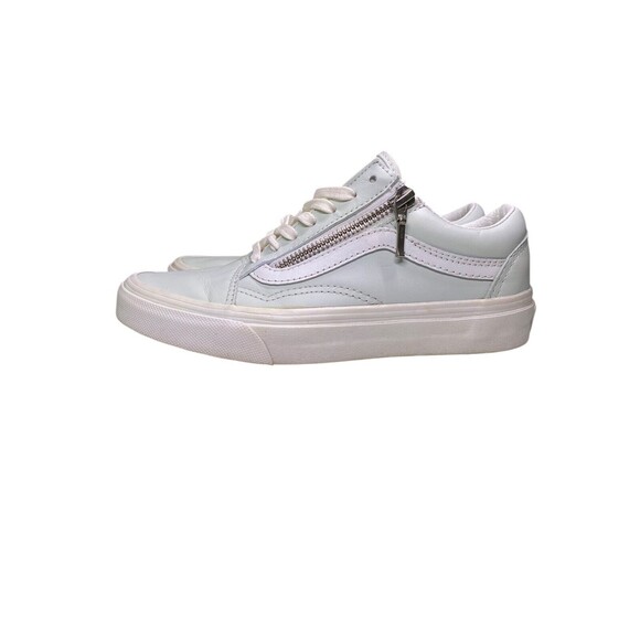 Vans Old Skool Zip Leather Shoes Mens 3.5 Womens 5.0 Zephyr Blue & Blanq White - Picture 10 of 16